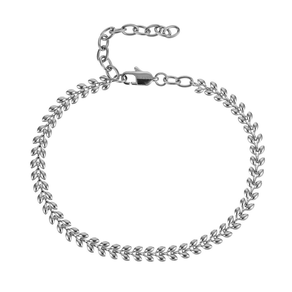 BSS996 STAINLESS STEEL LEAF DESIGN BRACELET