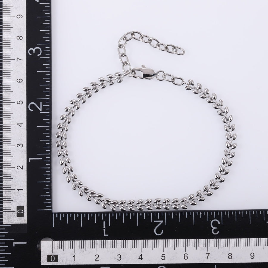 BSS996 STAINLESS STEEL LEAF DESIGN BRACELET