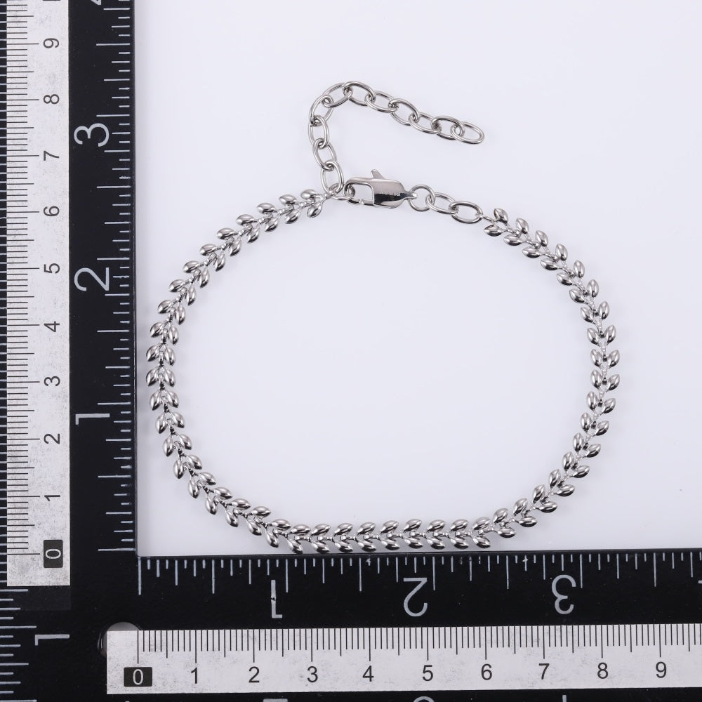 BSS996 STAINLESS STEEL LEAF DESIGN BRACELET