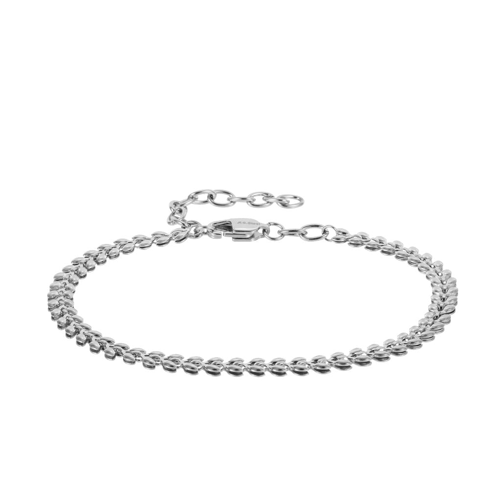 BSS996 STAINLESS STEEL LEAF DESIGN BRACELET
