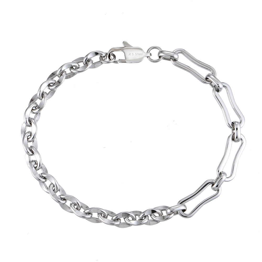 stainless steel bracelet, lip chain design, elegant lady jewelry