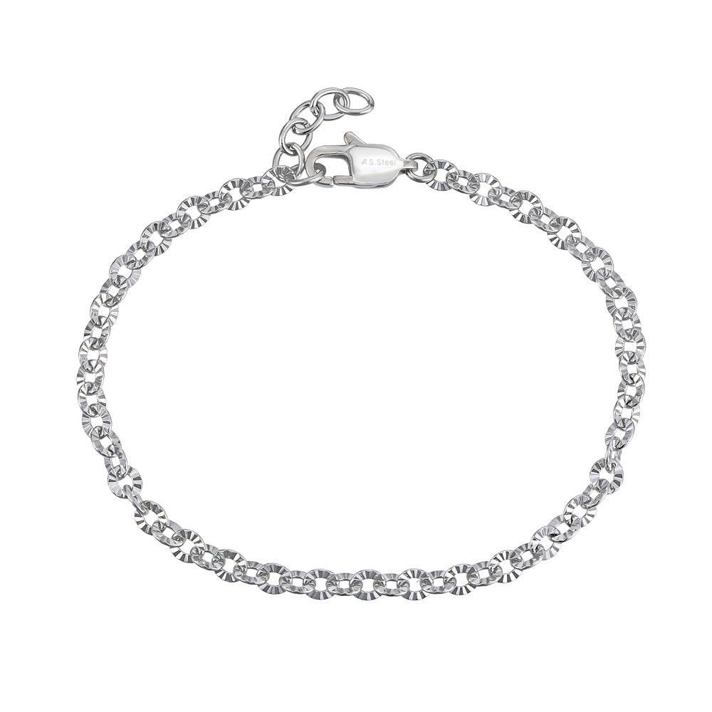 stainless steel bracelet, diamond cut, cable chain, elegant lady jewelry