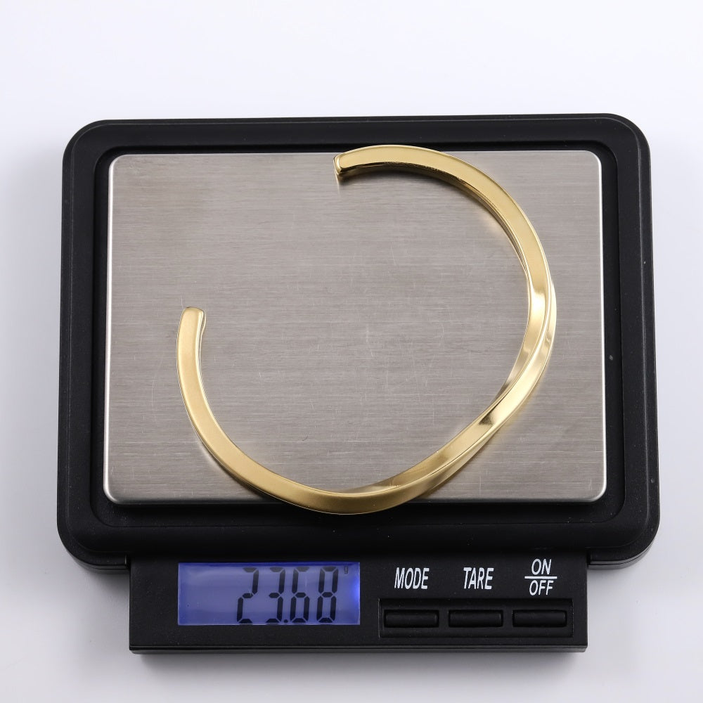 BSSG205 STAINLESS STEEL TWISTED OPEN BANGLE