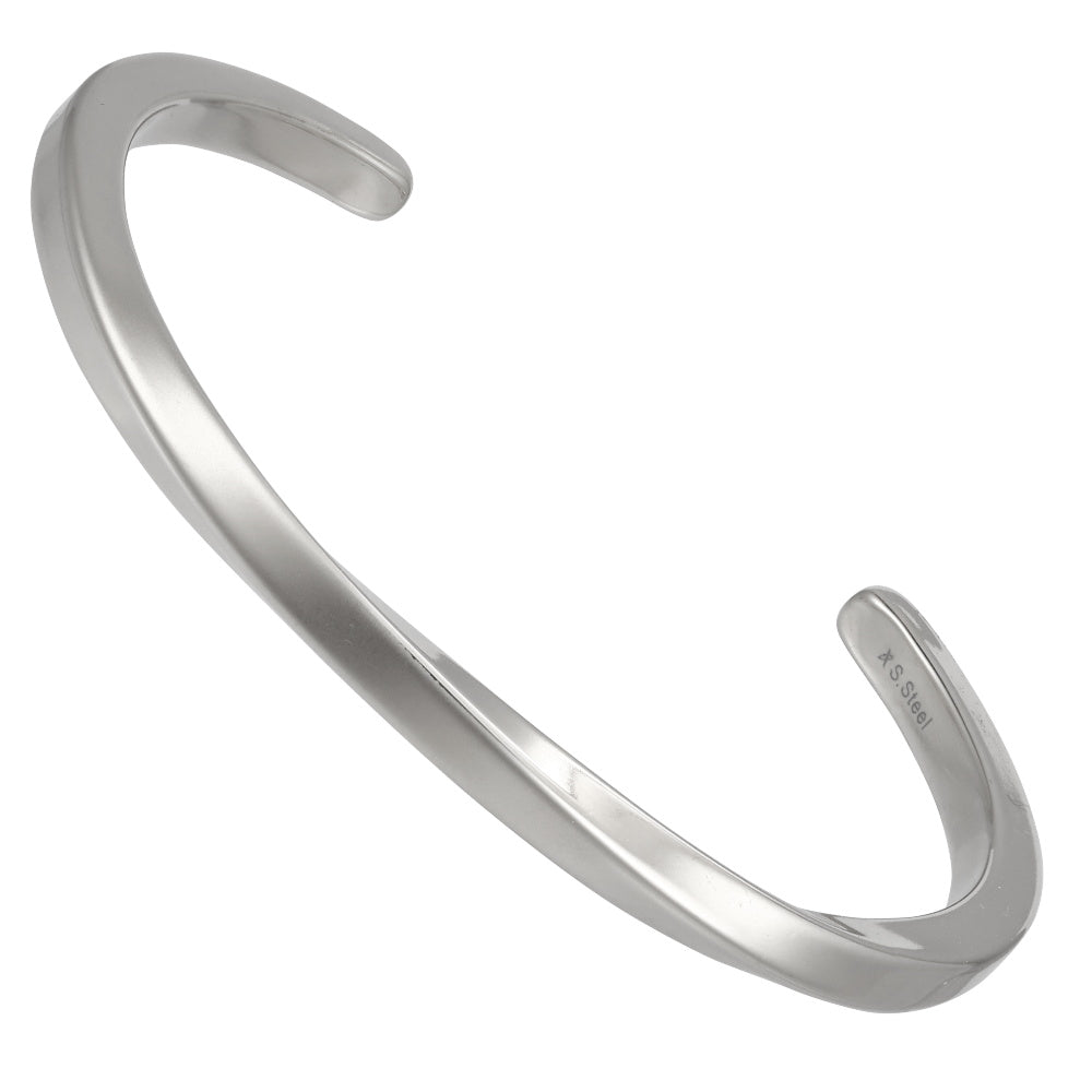 BSSG205 STAINLESS STEEL TWISTED OPEN BANGLE