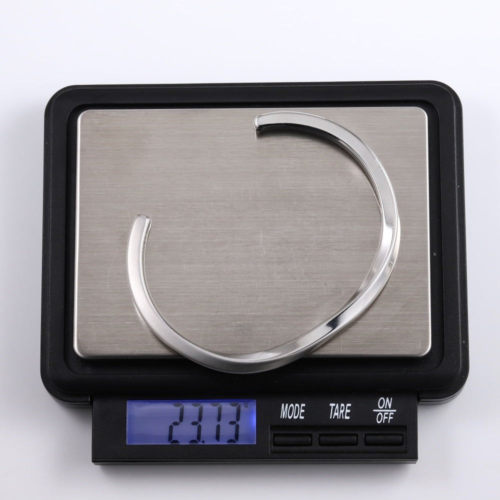 BSSG205 STAINLESS STEEL TWISTED OPEN BANGLE