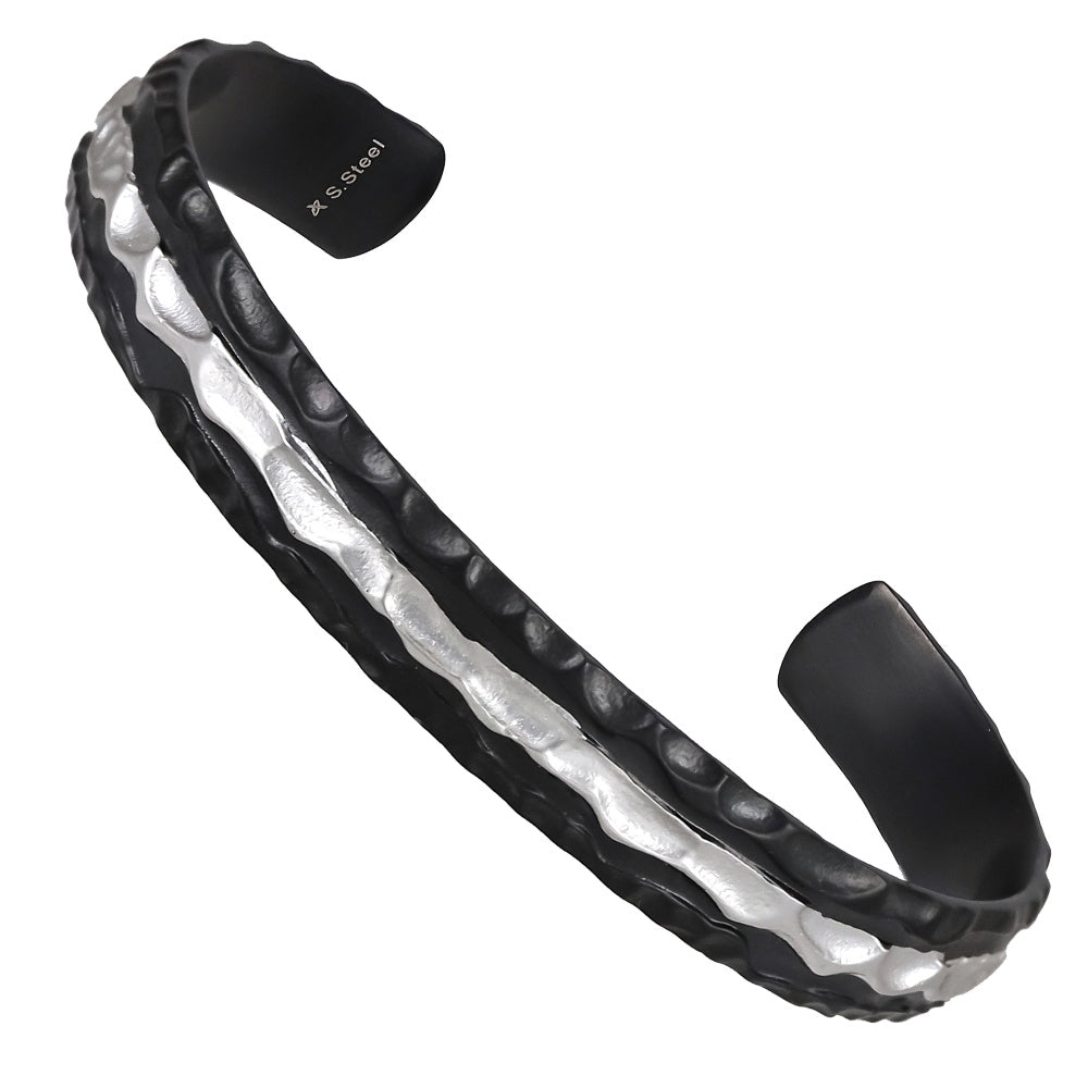 BSSG206 STAINLESS STEEL BANGLE WITH ROCK SURFACE