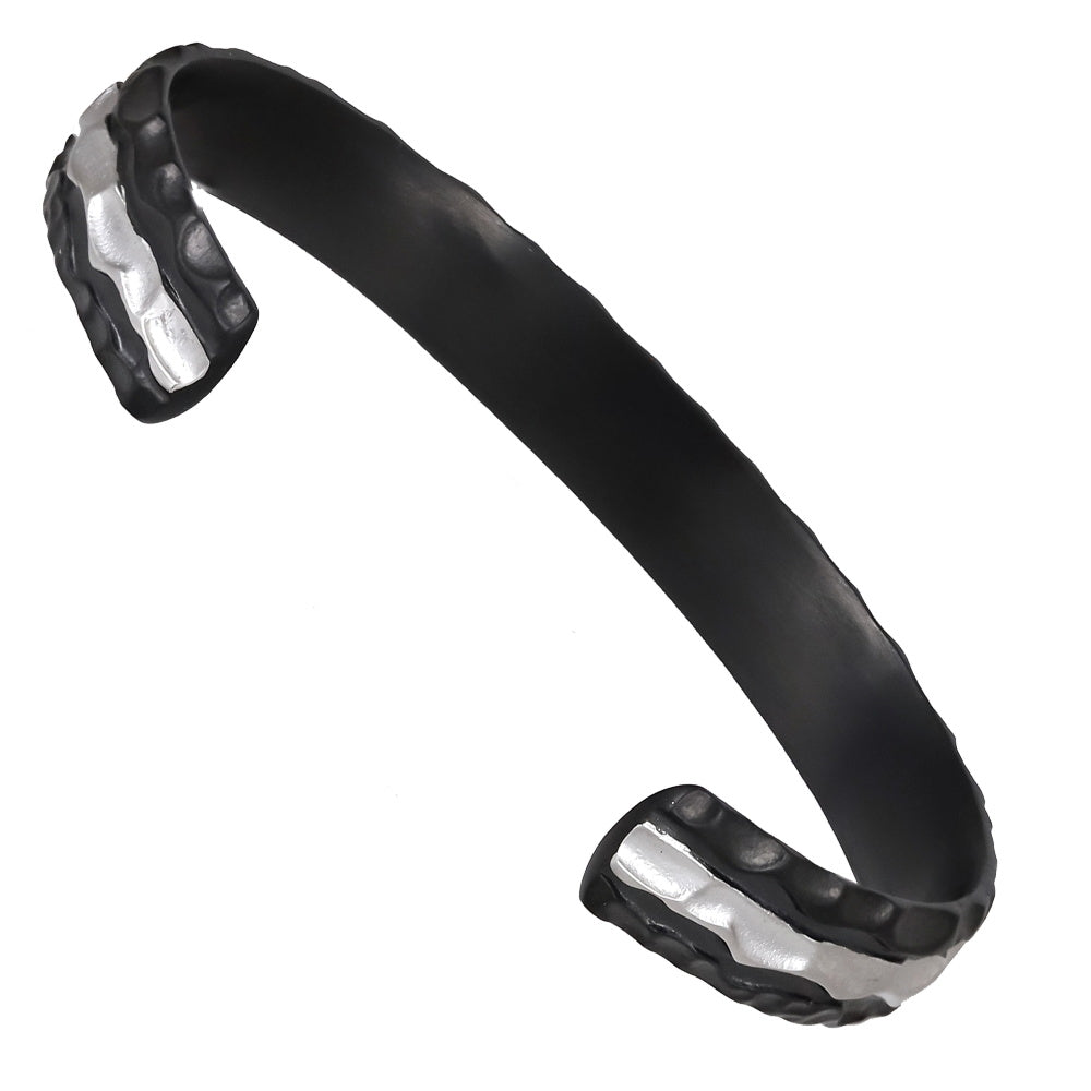 BSSG206 STAINLESS STEEL BANGLE WITH ROCK SURFACE