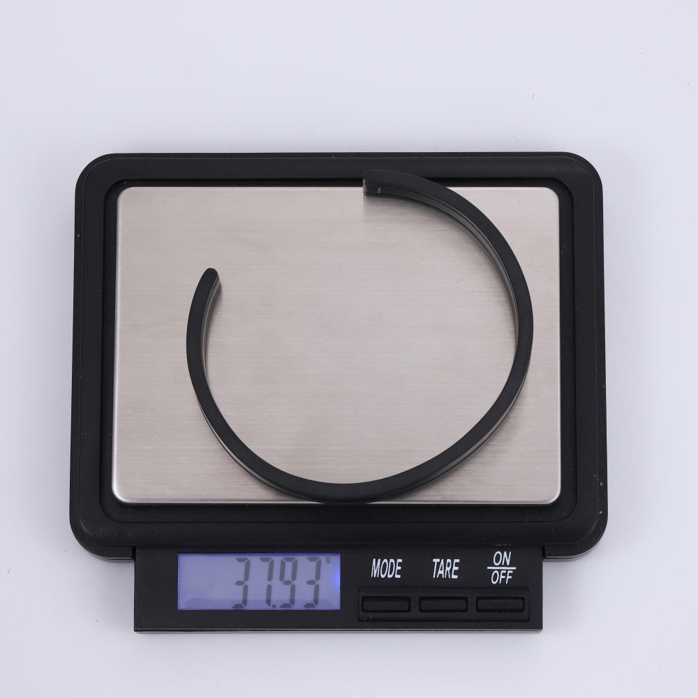 BSSG210 STAINLESS STEEL LEATHER LOOKING OPEN BANGLE