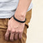 BSSG210 STAINLESS STEEL LEATHER LOOKING OPEN BANGLE