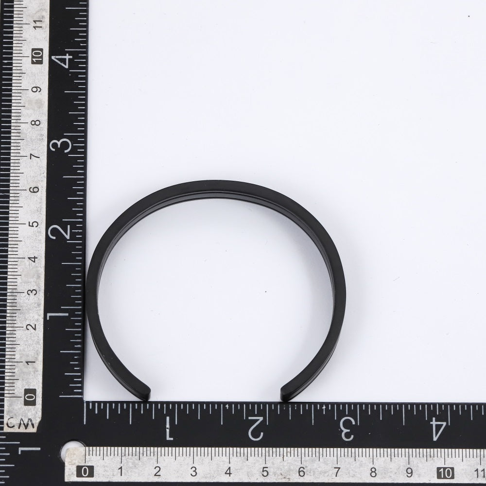 BSSG210 STAINLESS STEEL LEATHER LOOKING OPEN BANGLE