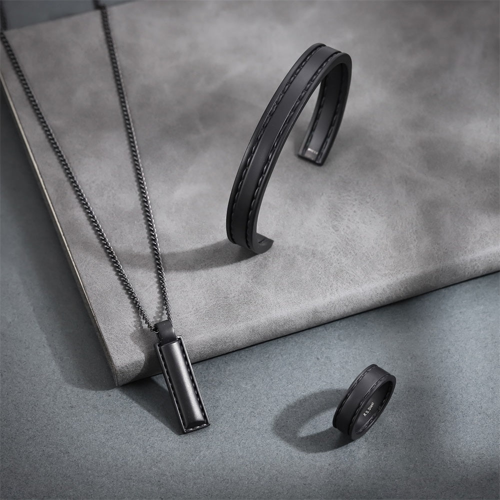 PSS1324 STAINLESS STEEL LEATHER LOOKING PENDANT