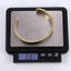 BSSG211 STAINLESS STEEL LEATHER LOOKING OPEN BANGLE WITH TWO TONE COLOR