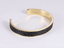 BSSG211 STAINLESS STEEL LEATHER LOOKING OPEN BANGLE WITH TWO TONE COLOR