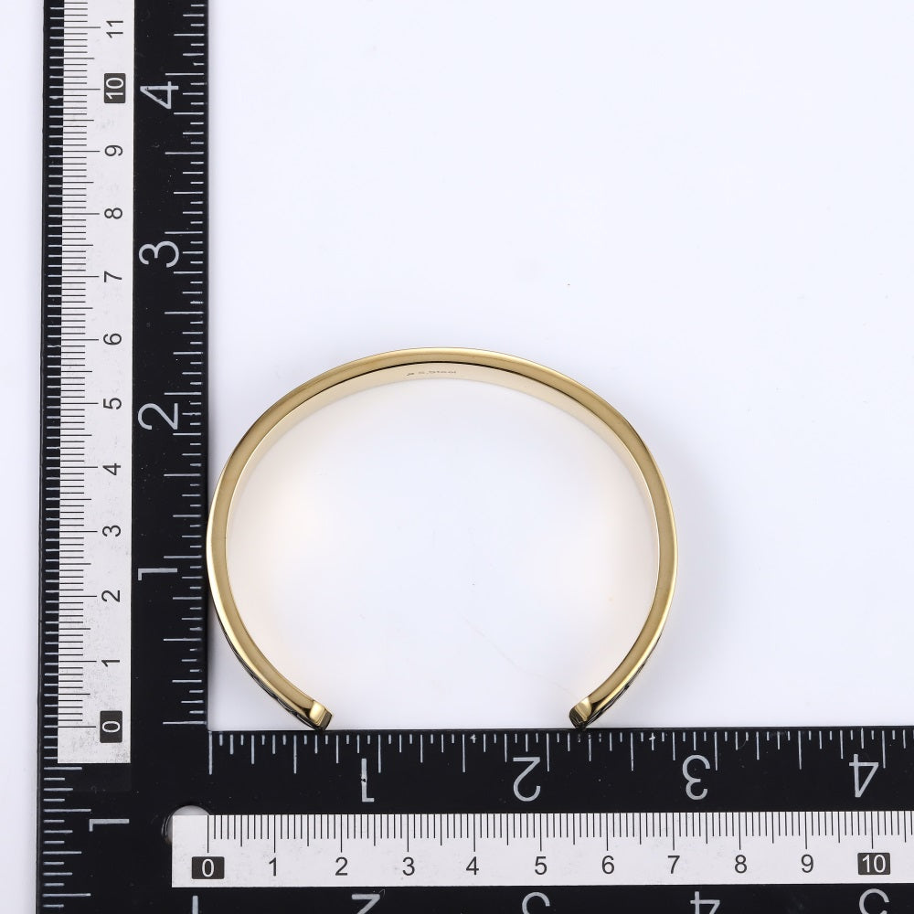 BSSG211 STAINLESS STEEL LEATHER LOOKING OPEN BANGLE WITH TWO TONE COLOR