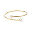 AAB Co stainless steel flexible open bangle with shell pearl in 14K gold finish