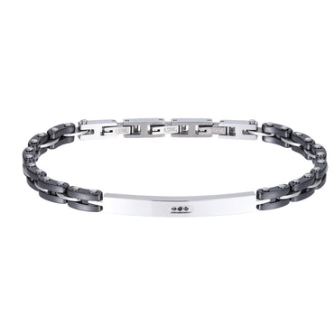 CBS28 STAINLESS STEEL & CERAMIC BRACELET WITH CZ