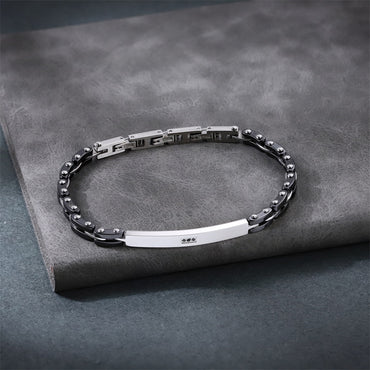 CBS28 STAINLESS STEEL & CERAMIC BRACELET WITH CZ
