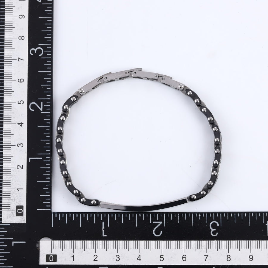 CBS28 STAINLESS STEEL & CERAMIC BRACELET WITH CZ