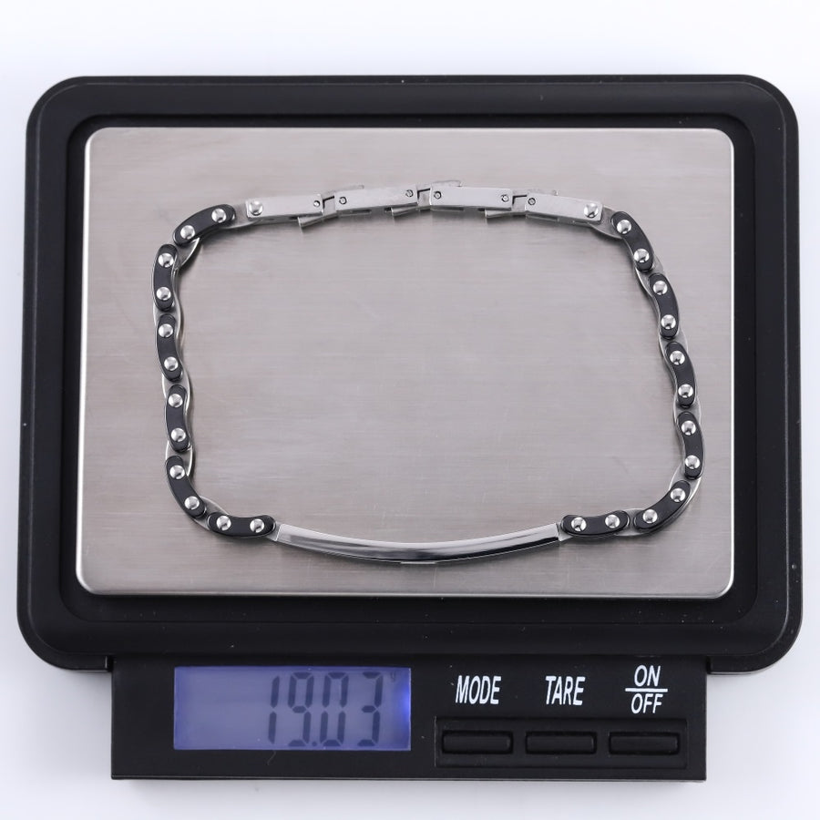 CBS28 STAINLESS STEEL & CERAMIC BRACELET WITH CZ
