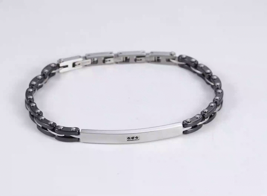 CBS28 STAINLESS STEEL & CERAMIC BRACELET WITH CZ