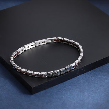 CBS34 STAINLESS STEEL & CERAMIC BRACELET WITH CZ