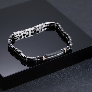 CBS41 STAINLESS STEEL & CERAMIC BRACELET WITH CZ