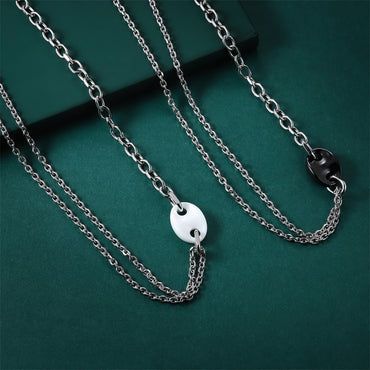 CNS08 STAINLESS STEEL NECKLACE WITH CERAMIC CHARM