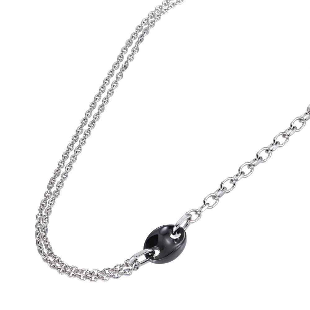 CNS08 STAINLESS STEEL NECKLACE WITH CERAMIC CHARM