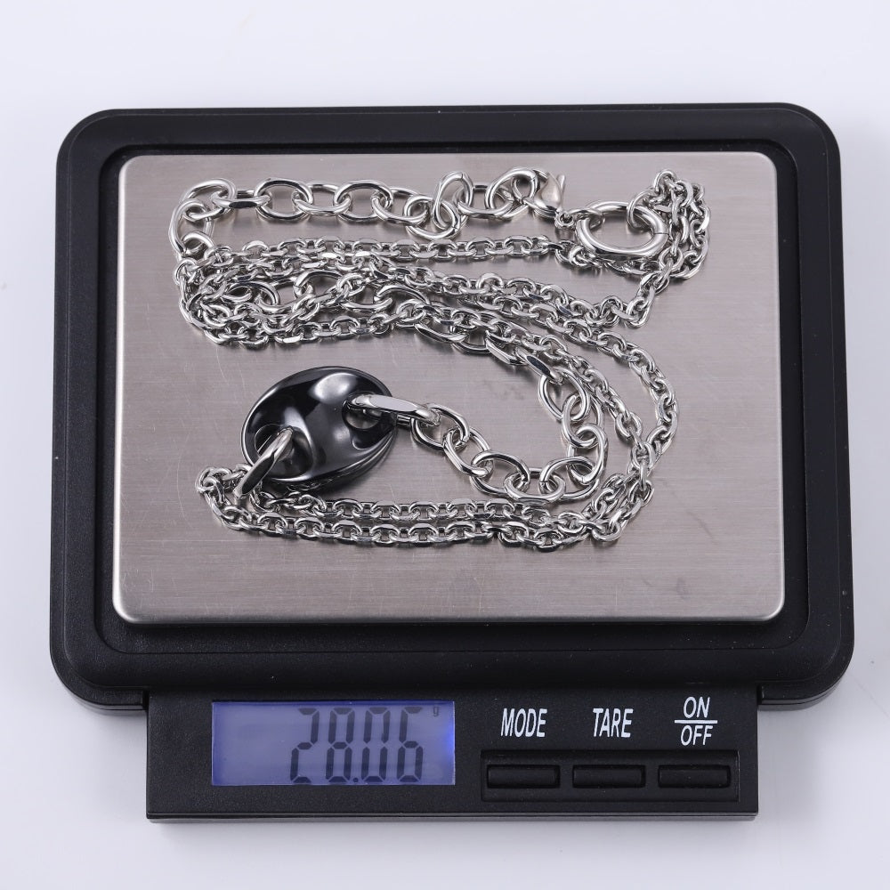 CNS08 STAINLESS STEEL NECKLACE WITH CERAMIC CHARM