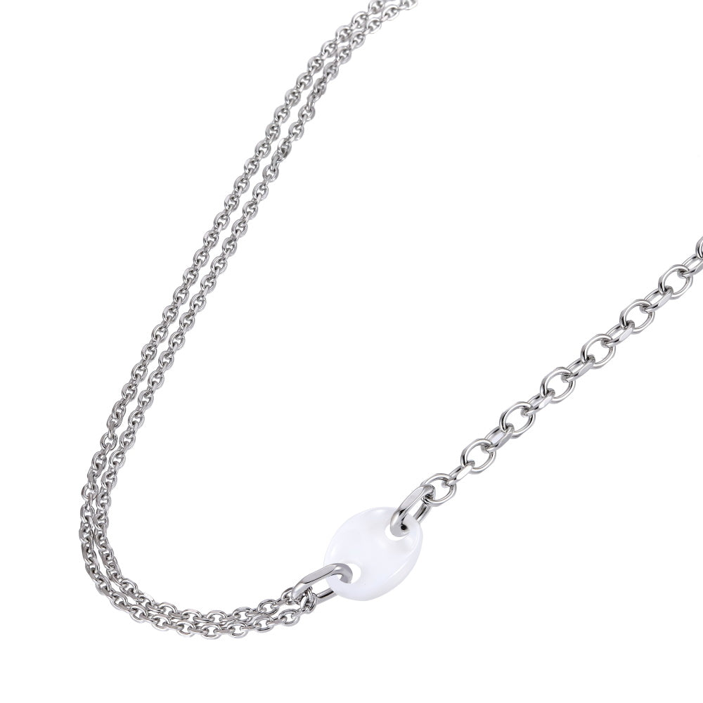 CNS08 STAINLESS STEEL NECKLACE WITH CERAMIC CHARM