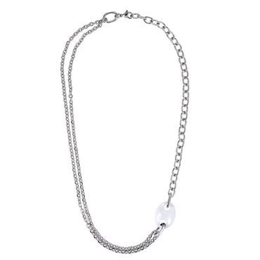 CNS08 STAINLESS STEEL NECKLACE WITH CERAMIC CHARM