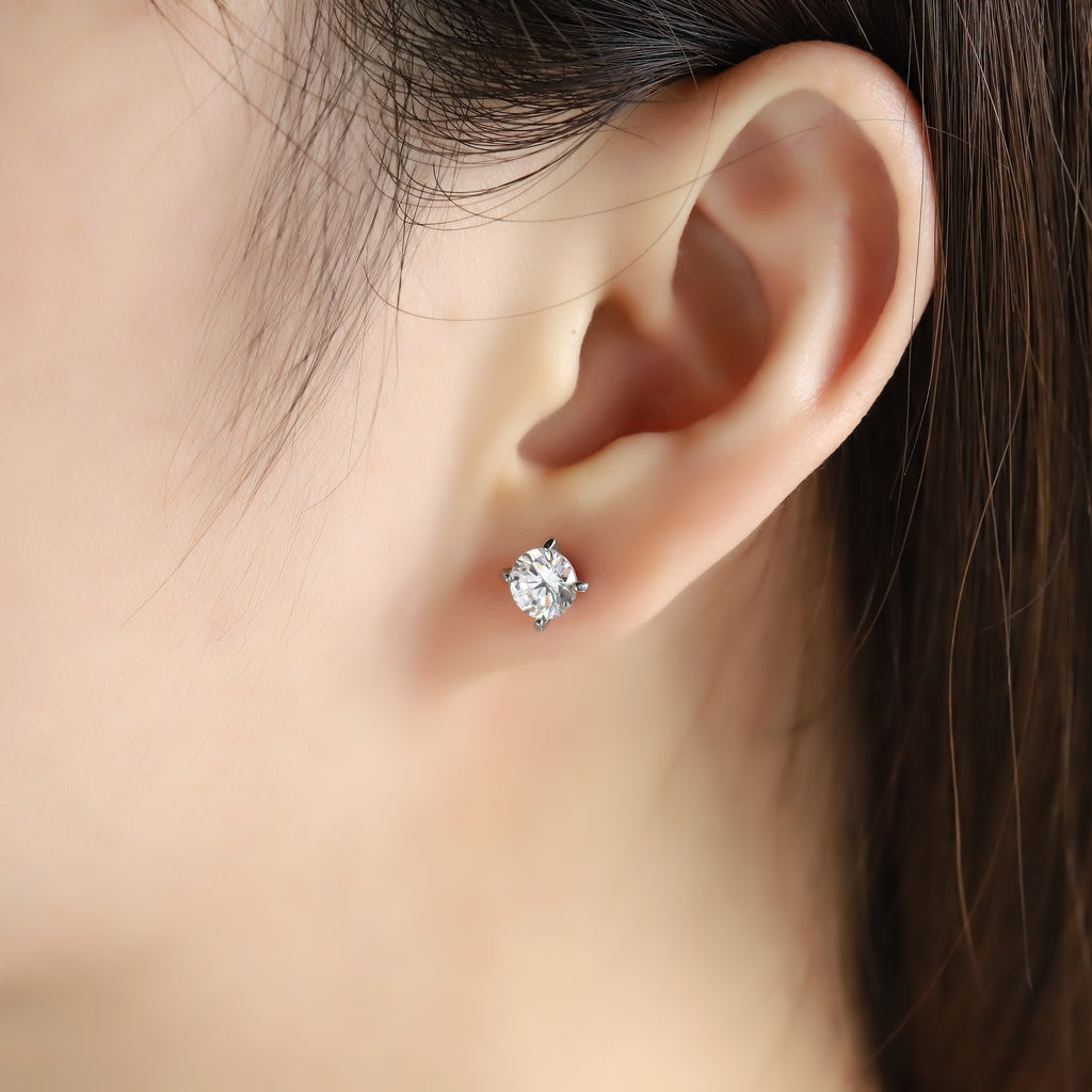 ESJ04 STAINLESS STEEL EAR STUDS CZ