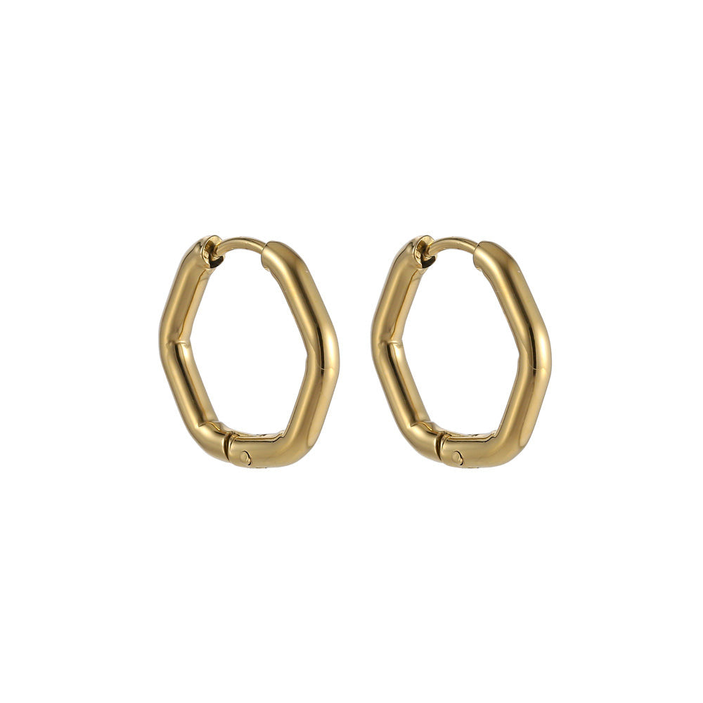 ESS731 STAINLESS STEEL HEXAGON SHAPE EARRING