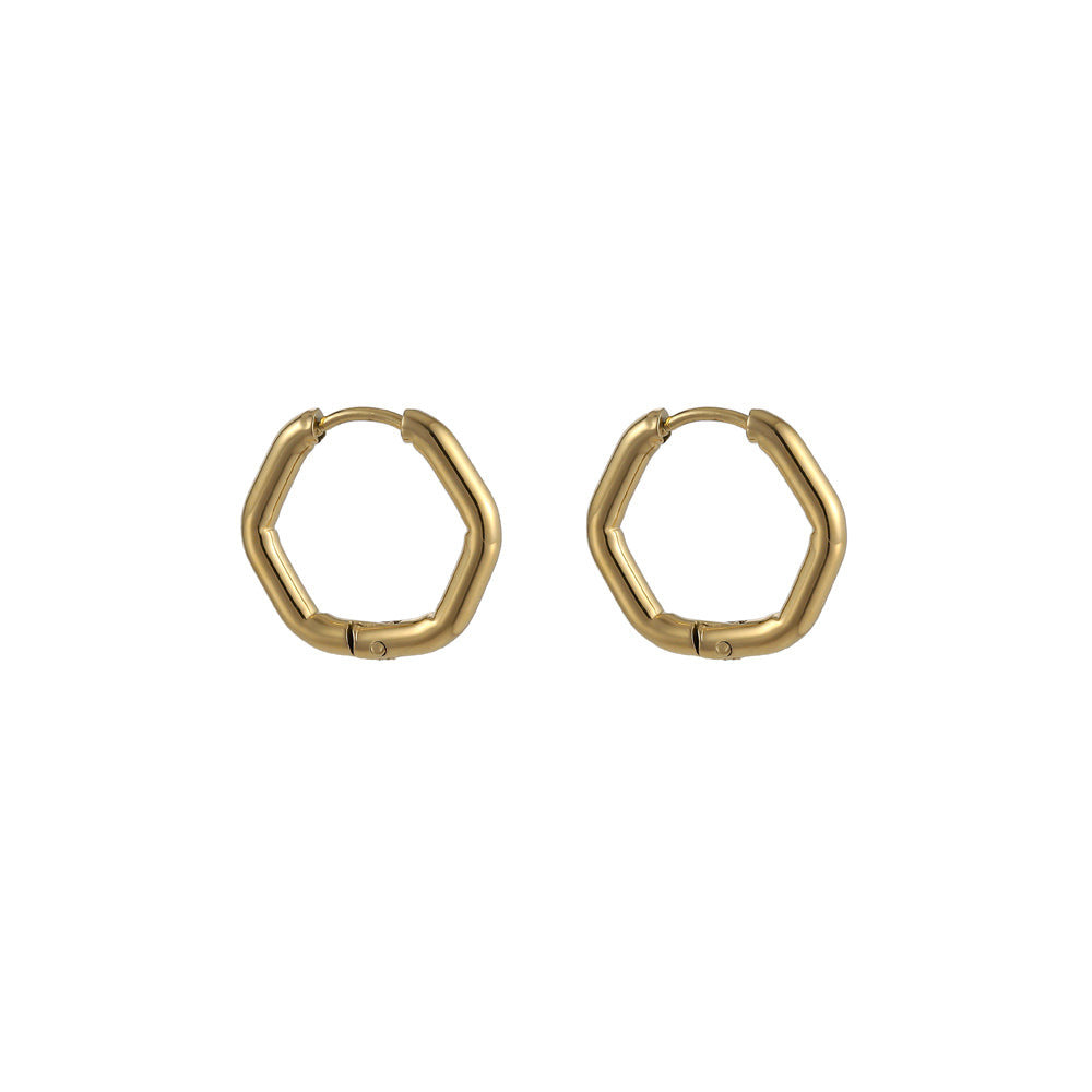 ESS731 STAINLESS STEEL HEXAGON SHAPE EARRING