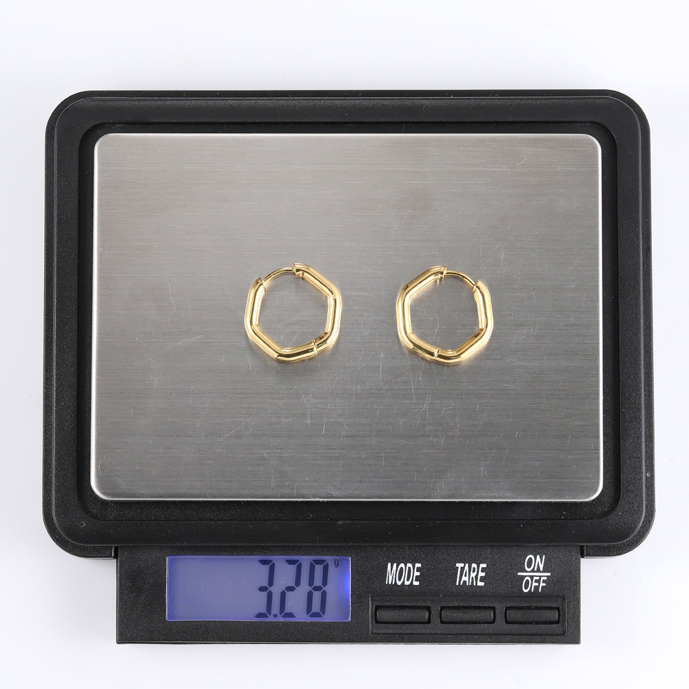 ESS731 STAINLESS STEEL HEXAGON SHAPE EARRING
