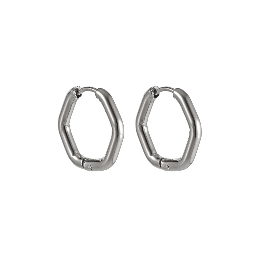 ESS731 STAINLESS STEEL HEXAGON SHAPE EARRING
