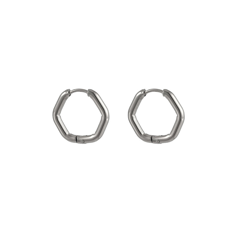 ESS731 STAINLESS STEEL HEXAGON SHAPE EARRING