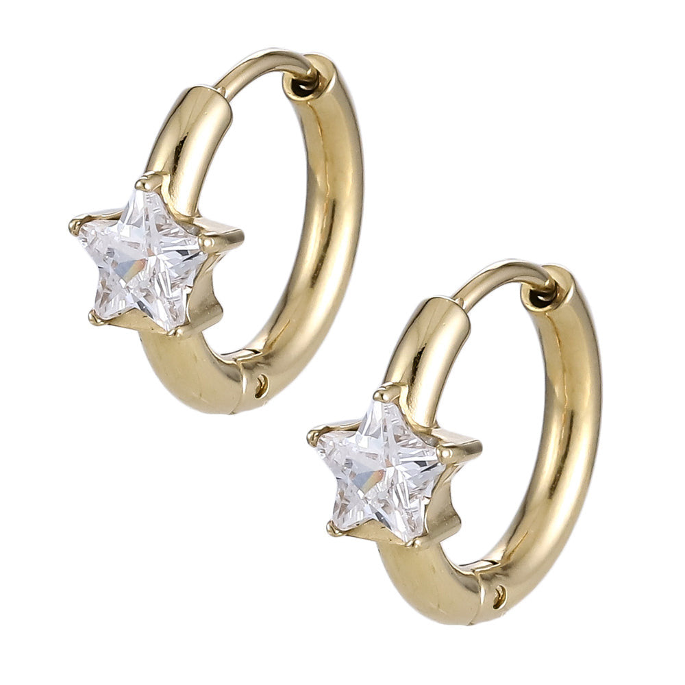 stainless steel earring, star CZ earring, lady jewelry