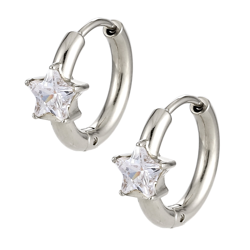 stainless steel earring, star CZ earring, lady jewelry