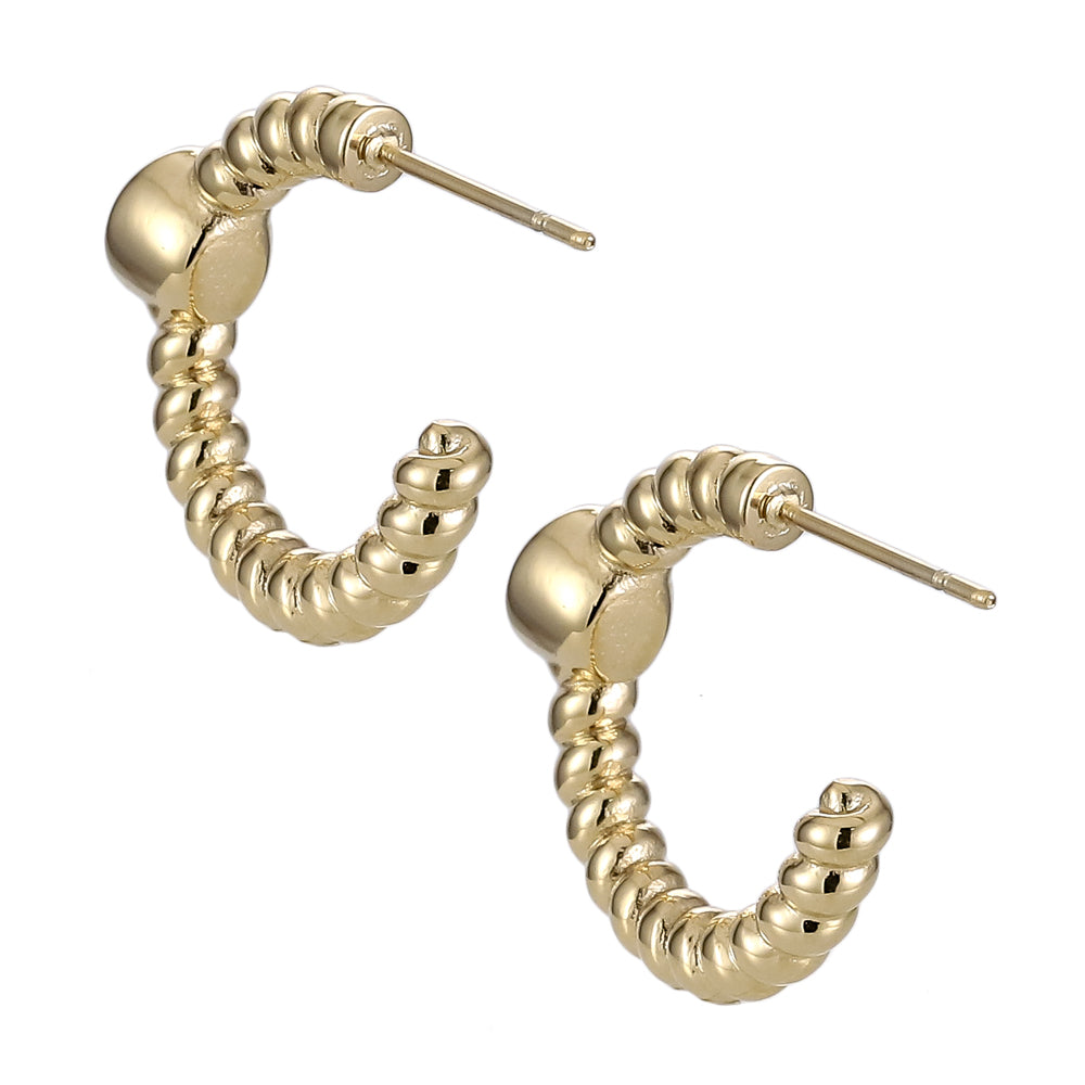 ESS763 STAINLESS STEEL TWISTED EARRING WITH FOIL STONE