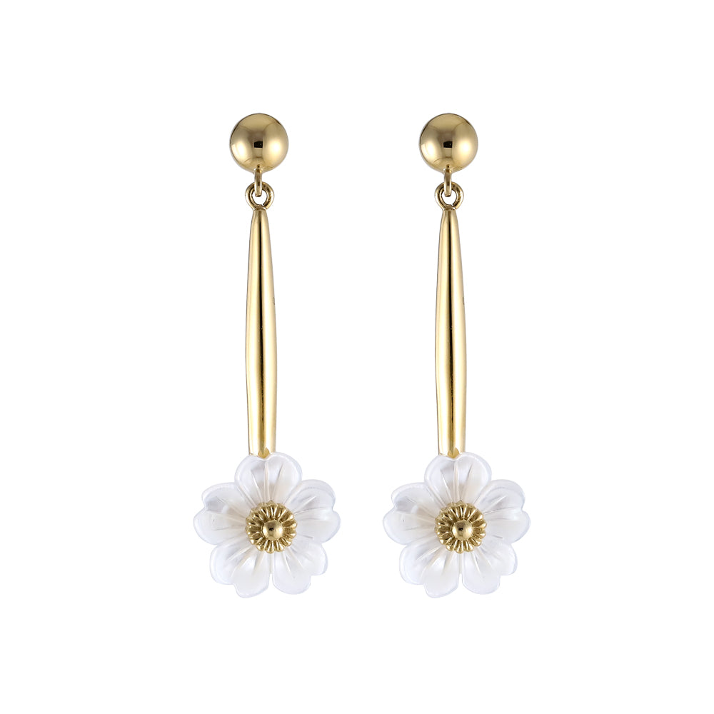 ESS792 STAINLESS STEEL EARRING WITH MOP FLOWER AAB CO..