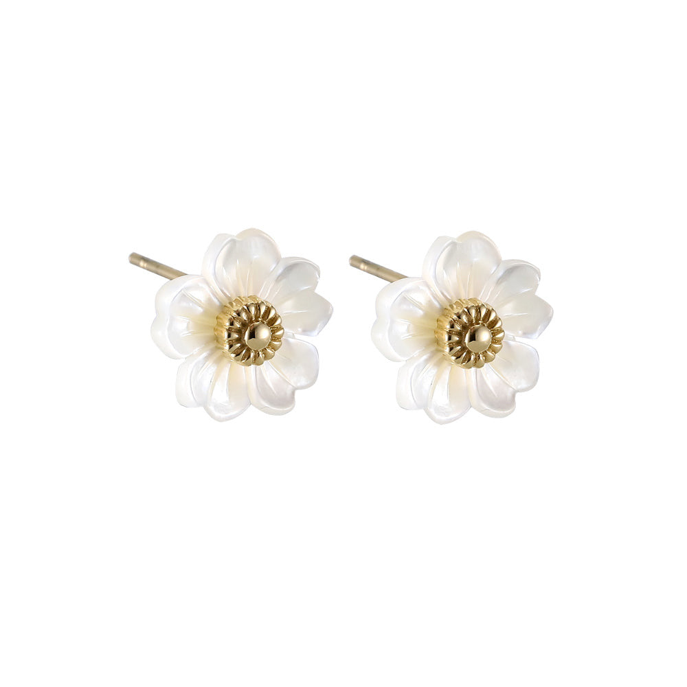 ESS793 STAINLESS STEEL EARRING WITH MOP FLOWER
