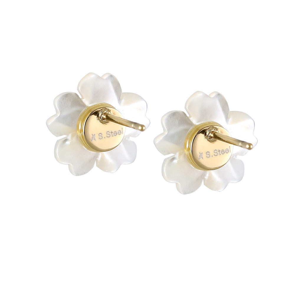 ESS793 STAINLESS STEEL EARRING WITH MOP FLOWER AAB CO..