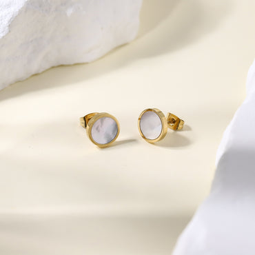 ESS802 STAINLESS STEEL EARRING WITH ROUND MOP