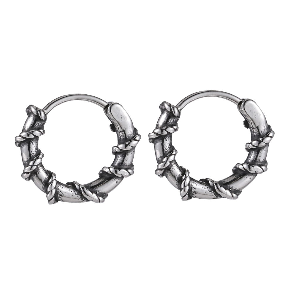ESS836 STAINLESS STEEL HOOP EARRING WITH TWISTED ROPE DESIGN