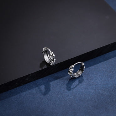 ESS837 STAINLESS STEEL HOOP EARRING WITH PATTERN