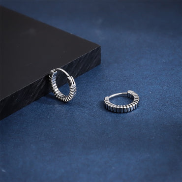 ESS839 STAINLESS STEEL HOOP EARRING WITH PATTERN