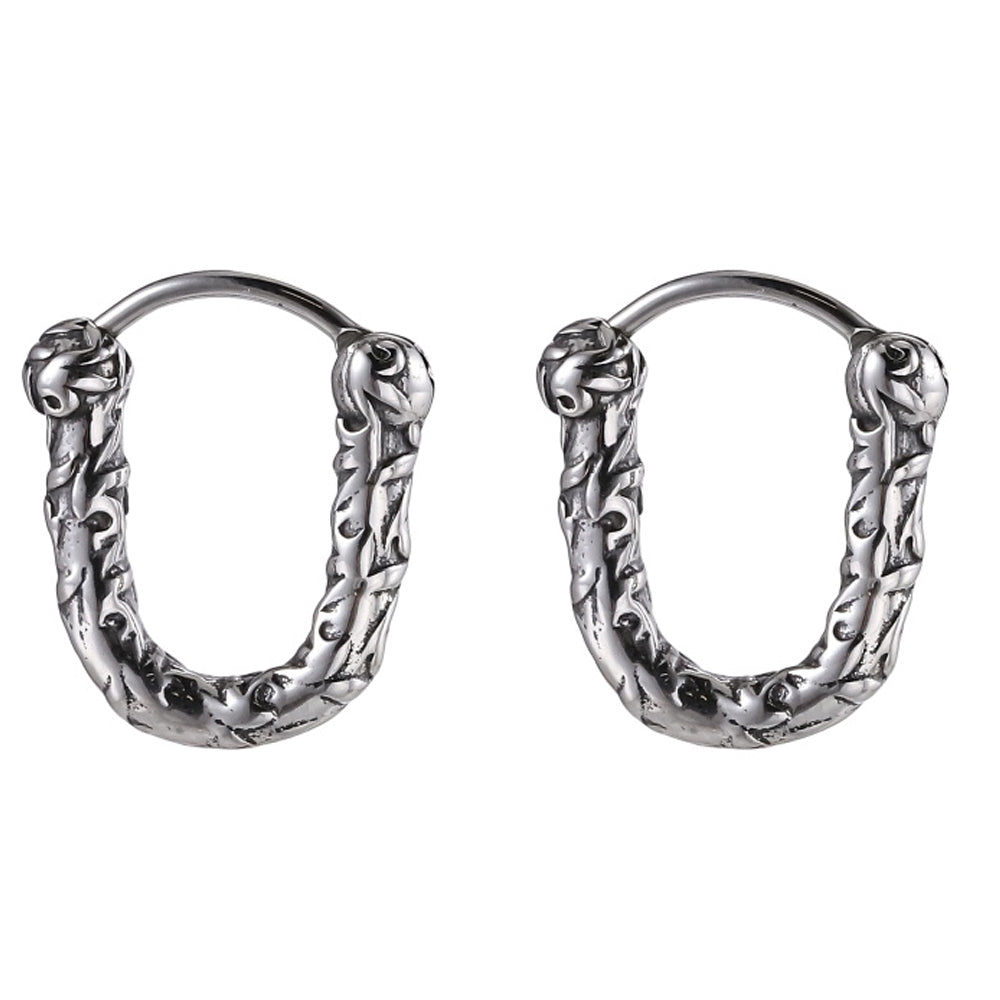 ESS840 STAINLESS STEEL "U" SHAPE EARRING WITH SCROIL