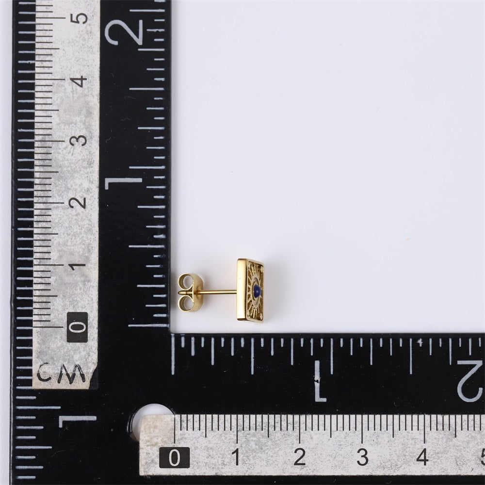 ESS846 STAINLESS STEEL EAR STUD WITH NATURAL LAPIS