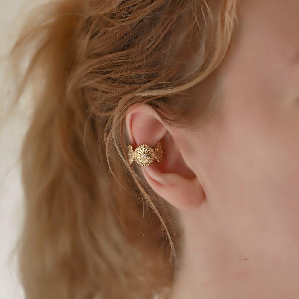ESS849 STAINLESS STEEL EAR CUFF WITH CZ (BY  PIECE)